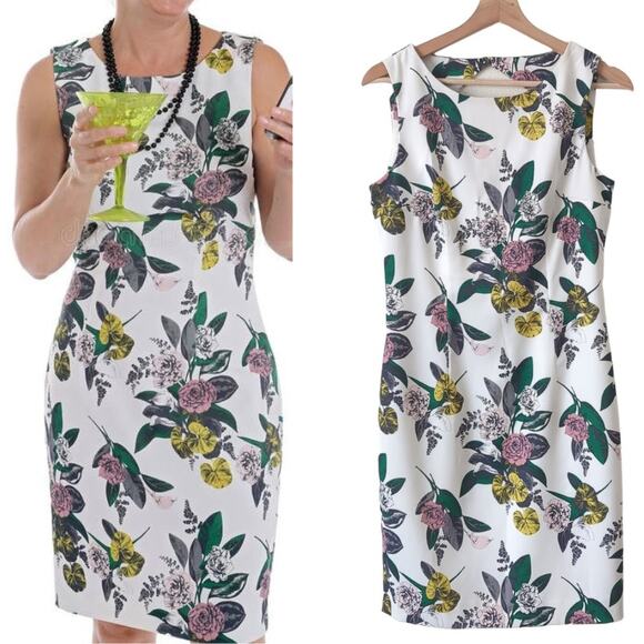NWT H&M Women's Floral Sheath Dress Size 6 Beaded Mid Mod Cocktail Event Date - Picture 1 of 11